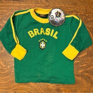 Child 4T Brasil Brazil Longsleeve Football Soccer Jersey